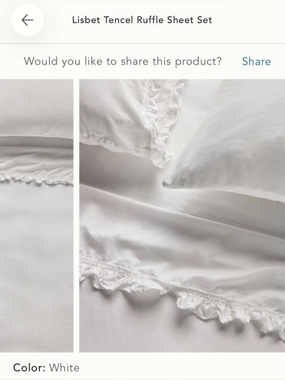 NWT / NIP Anthropologie Lisbet Tencel Ruffle Sheet Set, Queen, White - Picture 2 of 3